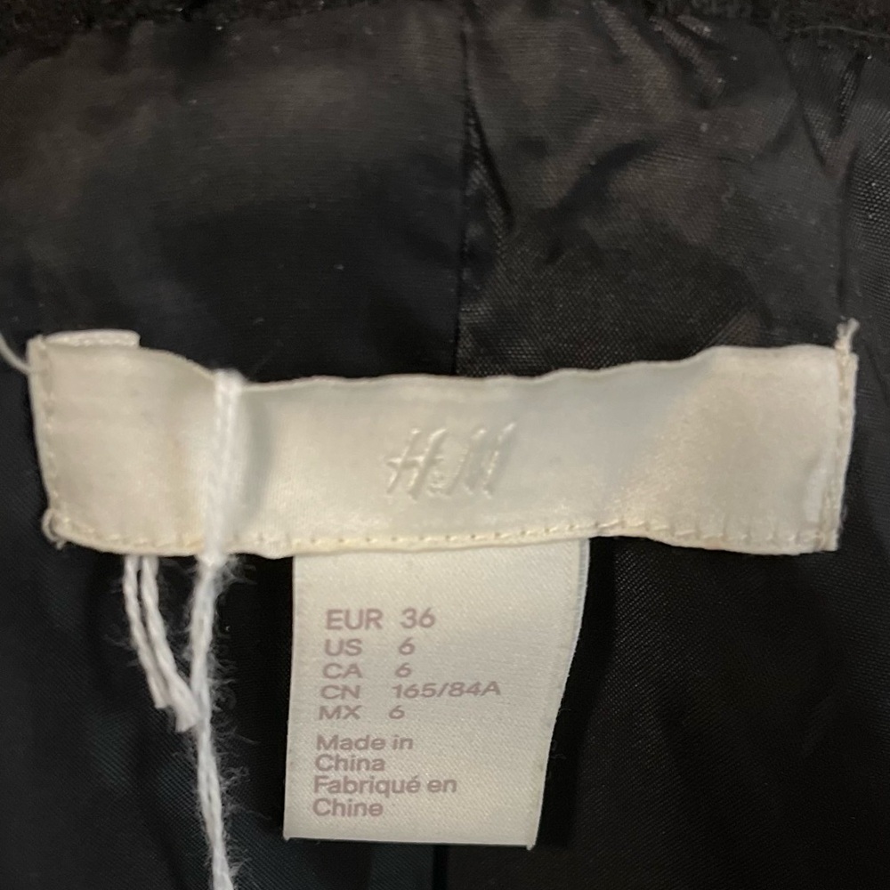 Women's Double-Breasted Wool Black Pea Coat H&M - Picture 8 of 10